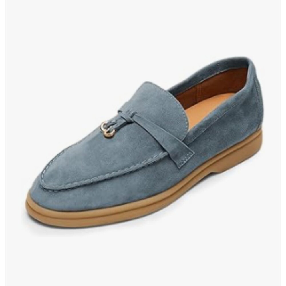 Milooey Steel Blue Round Toe Loafer Comfort Slip On Moccasins Lightweight Loafer